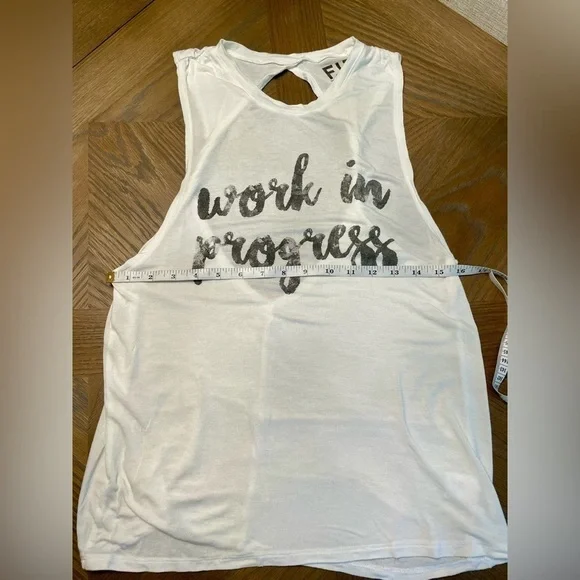 FIT Fashion Inspire Train Open Back Work in Progress Twisted Active Tank White - Picture 2 of 6